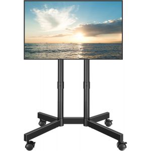 MEVRONISSHOP-Support TV sur Pied Universel, Pied t&eacute;l&eacute;vision sur roulettes 32-70 Pouces, Hauteur r&eacute;glable, Double Colonne Stable, roulettes verrouillables 360&deg;, VESA 400x400, sans percer, Gestion c&acirc;bl - Neuf