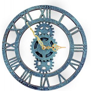 Horloge murale d'extérieur, 30 cm, style rétro, étanche, pour cuisine, salon, style industriel 3D, décoration vintage pour salon (vert) - Neuf