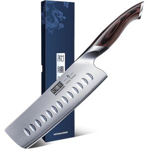Oayew-Couteau De Cuisine Nakiri De 18 Cm, Couteaux De Cuisine Japonais En Acier Inoxydable &Agrave; Haute Teneur En Carbone, Couteau De Chef Tranchant Polyvalent Pour Viande Et L&eacute;gumes Avec Manche - Neuf