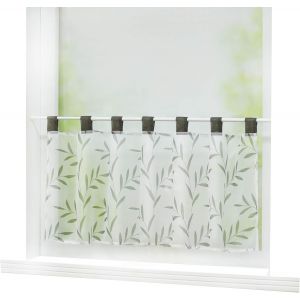 Celilie Rideau Brise-Bise En Voile Motif De Feuille Transparent Polyester Agréable Décoration Pour Salle De Bain Salon Cuisine 1 Pièce Gris Hxl 30x90cm - Neuf