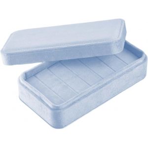 Bagues En Velours Présentoir Étui De Rangement Avec Couvercle Organisateur Anti-Poussière Boucles D'oreilles Boîte À Bijoux Pour Plusieurs Bagues, Bleu - Neuf