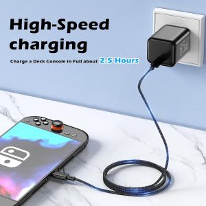 TIANYI-Chargeur Secteur 65 W pour Nintendo Switch 2, avec Prise et câble de 1,5 m, Charge Rapide GaN PD pour Steam Deck, iPhone 17/16/15, Le Mode TV, Tablette et Ordinateur Portable ¿ Noir - Neuf