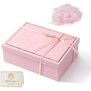 Tianyi-Bo&icirc;tes Cadeaux Avec Couvercle 25 X 18 X 8,5 Cm, Emballage Cadeau Boite Avec Noeud, Cadeau Rectangulaire Bo&icirc;te D&eacute;corative, Pour Mariage, Anniversaire, No&euml;l, Rose - Neuf