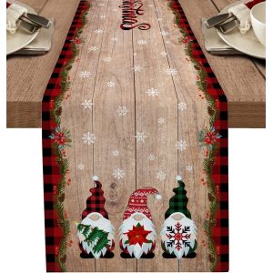 Les Gnomes Des D&eacute;corations De No&euml;l Chemin De Table Toile De Coton De La Ferme - Neuf
