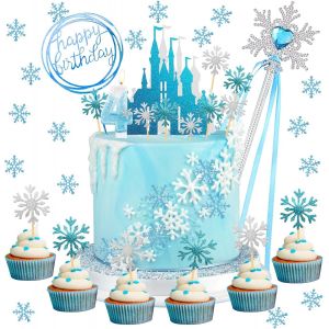 D&eacute;coration D'anniversaire Reine Des Neiges 4 Ans - D&eacute;coration De G&acirc;teau Reine Des Neiges Pour Fille - Ensemble De Bougies D'anniversaire Pour F&ecirc;te D'enfant - D&eacute;coration De G&acirc;teau Pour F&ecirc;te D'enfant - Neuf