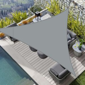 Imperméable Triangulaire Voile D'ombrage En Pse Gris Tissu 3 X 3 X 3 M - Neuf