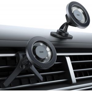 Support T&eacute;l&eacute;phone Voiture Magn&eacute;tique pour MagSafe, Grille d'a&eacute;ration/Tableau Bord Aimant Support pour iPhone Air/17/16/15/14/13/12, Google Pixel 10, Galaxy S25,Ne Charge Pas,Fibre de Carbone Noire - Neuf