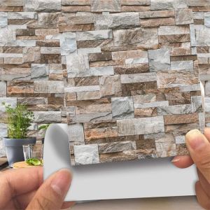 Adhésive Décorative à Carreaux pour Salle de Bains et Cuisine Stickers Carrelage, 20 Pièces Imitation cuir style brique 3D imitation pierre Imperméables Auto-adhésifs Décoration (LA020,20cm) - Neuf