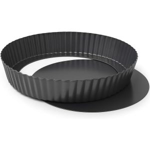 Jexnovashop-Mge - Moule &Agrave; Tarte - Moule &Agrave; Quiche Avec Fond Amovible - Plat/Moule Tartelette - Moules &Agrave; G&acirc;teaux Rond - Rev&ecirc;tement Antiadh&eacute;sif - Moule &Agrave; Flan Haut - 32 Cm - Hauteur 5,5 Cm - Neuf