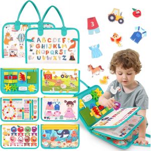 ChenQuanSarl-Busy Board Activity Jeu &Agrave; Partir De 1, 2, 3, 4 Ans, Livre Montessori, Jouet &Eacute;ducatif, Sensoriel, Jouet &Eacute;ducatif Pour Enfants, B&eacute;b&eacute;, Tout-Petits, Cadeau, Quiet Book De Voyage, Occupation - Neuf