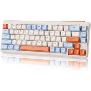 Clavier de Jeu sans Fil M68 Tkl, Clavier a Membrane Compact a 3 Modes 2,4 Ghz/Bt5.1/USB-C, 19 Touches Anti-Ghosting, Touches Sph&eacute;riques, Rechargeable 2000 Mah Myrtille - Neuf