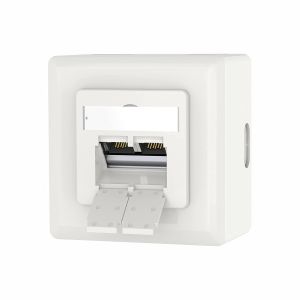 Prise R&eacute;seau RJ45 Cat6A FTP Blind&eacute; pour Ethernet C&acirc;ble D'installation, Prise LAN avec 2 ports RJ45 Montage Mural en saillie ou encastr&eacute;, Blanc - Neuf