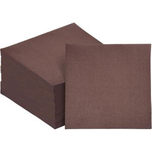 Kal-Vandyke Lot De 120 Serviettes Jetables En Papier Pour Cocktail, Mariage, Dîner, Fête D'anniversaire, Dessert, Vin Marron 25 X 25 Cm - Neuf