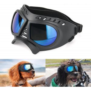 Lunettes Pour Chiens Protection Des Yeux Lunettes De Soleil Pour Chiens Lunettes Anti-Uv Lunettes Coupe-Vent Pour Chiots Avec Sangles Flexibles Réglables Pour Chiens Petits/Moyens (Bleu) - Neuf