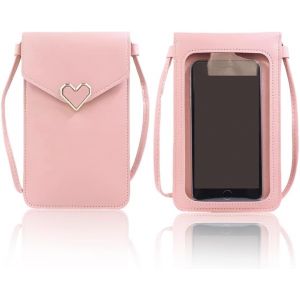 RFCBC-Mini Pochette pour Téléphone Portable, Touchscreen, Cuir PU Transparent, Sac à Bandoulière Femme avec Bandoulière Réglable, pochette bandoulière femme (sous 6,7 pouces) - Neuf