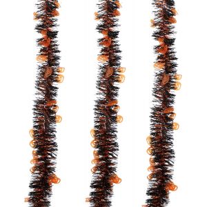 CAUC-Guirlandes Tinsel 3Pièces 2,8 Mètres Guirlande Tinsel Métallique Scintillante Guirlande De Sapin De Noël Brillante Guirlandes Tinsels pour Halloween Party Nouvel an Noël Décor (Noir Orange) - Neuf
