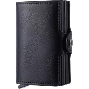 Portefeuille Homme, Portefeuille Pour Hommes En Cuir Bloquant Rfid Avec 10 Emplacements, Porte Carte Bancaire Avec Compartiment Billets, Porte Carte Anti Piratage Bancaire S&eacute;curis&eacute;, Noi - Neuf