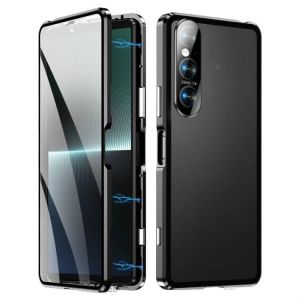 Pour Sony Xperia 1 Vi Hd Coque De T&eacute;l&eacute;phone En Verre Tremp&eacute; En M&eacute;tal Magn&eacute;tique Pour Sony Xperia 1 Vi Noir - Neuf