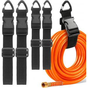 MEVRONISSHOP-4 Attache Cable Largeur 3.8 cm Serre Cable R&eacute;glable (45/65 cm) Sangles Polyvalents avec Mousqueton et Boucle pour Rangement Garage les Tuyaux D'arrosage Rallonges &Eacute;lectriques et C&acirc;bles e - Neuf