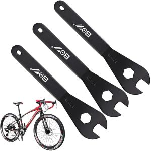 3 Pièces Clef Pédale Vélo Vtt,Clé De Moyeu De Vélo,Clé En Acier Au Carbone,Clé À Cône(17, 18, 19 Mm Noir).[F1241] - Neuf
