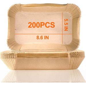 lbgwp60-Lot De 200 Doublures En Papier Jetables Pour Friteuse À Air Comprimé Dual, 21 X 14 Cm, Doublures De Parchemin Pour Friteuse À Air Comprimé Foodi - Accessoires De Friteuse À Double Air - Neuf
