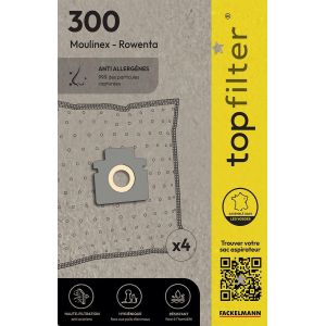 KAL-Topfilter 64300 Lot De 4 Sacs Aspirateur Hoover, Sac Aspirateur Hoover, Poche Aspirateur, Non Tissé Polypropylène, Plastique, Caoutchouc, 30 X 26 Cm - Neuf