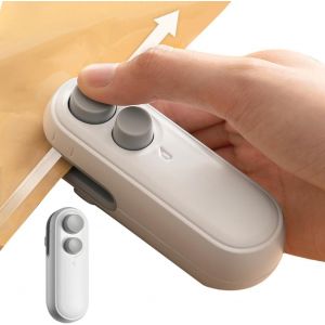 Mini machine à souder 2 en 1 pour collations,rechargeable par USB,scelleuse de sac et découpe de film,soudeuse de sacs avec pied magnétique pour le stockage des collations (blanc) - Neuf