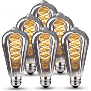 Ampoule Vintage Edison E27, E27 Led Vintage Dimmable 6w Ampoule E27 Led Ampoule E27 Vintage Id&eacute;ale Pour L'&eacute;clairage Nostalgique Et R&eacute;tro Dans Le Bar Du Caf&eacute; &Agrave; La Maison, Verre Gris Fum&eacute; - 6 Pi&egrave;ce - Neuf