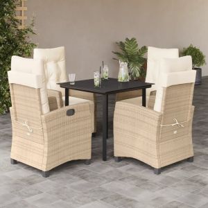Prolenta Premium - Ensemble &Agrave; Manger De Jardin Avec Coussins 5pcs Beige Poly Rotin - Neuf