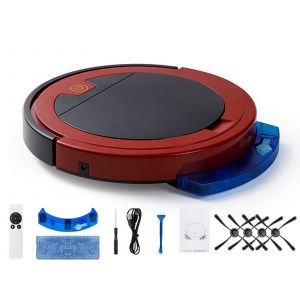 Aspirateur robot laveur avec t&eacute;l&eacute;commande, 1500 Pa, rouge - Neuf