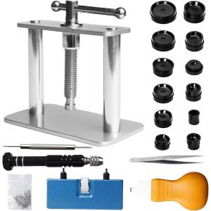 Kal-Kit De Presse De Montre - Kit D'outils De Changement De Batterie - Outil De Verrouillage De Montre - Presse De Boîtier Avec 12 Moules - Outil De Réparation Pour Réparation De Montres - Neuf