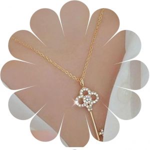 Kal-Cristal Cl&eacute; Pendentif Collier Or Strass Cl&eacute; Collier Ras Du Cou Minimal Cl&eacute; Collier Cha&icirc;ne Tous Les Jours Collier Bijoux Pour Femmes Et Filles - Neuf