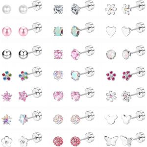 21paires Boucles D'oreilles Femme Argent Hypoallergéniques Boucles D'oreilles Acier Inoxydable Pour Femme Enfants Fille Piercing Oreille Boucles D'oreilles Cartilage Pour Multiple [Bou9241313] - Neuf