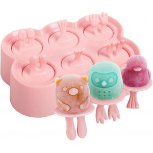 Eryi-Moule À Glace Réutilisable À 6 Grilles Sans Bpa Avec Bâtonnets Pour La Famille, Le Bricolage Maison (Rose) - Neuf