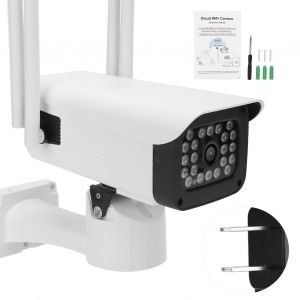 Camera de securite 1080p, 22 lumieres, detection de mouvement, interphone bidirectionnel, vision nocturne, prise US 100-240 V - Neuf