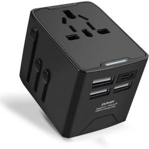 Adaptateur de voyage Adaptateur de prise universel,Adaptateur d'alimentation universel avec 3 USB et 1 Type C,Adaptateur de prise universel pour l'Europe,le Royaume-Uni,les États-Unis,l'Australie,la C - Neuf