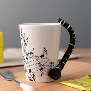 240ml,Musique Tasse En C&eacute;ramique Mignon Caf&eacute; Th&eacute; Lait B&acirc;tonnement Tasses Et Tasses Avec Poign&eacute;e Nouveaut&eacute; Cadeaux,Piano - Neuf