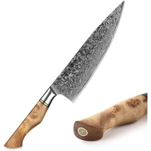 Jexnovashop-Couteau De Chef Damas, Couteau De Cuisine En 67 Couches Acier Damas,Style Japonais Couteau Gyuto, Manche En Bois - Neuf