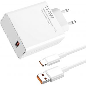 JGD-120W Chargeur Rapide avec C&acirc;ble USB C 1m pour Note 14 Pro 13 Pro 12, Chargeur pour 14T Pro/14 Ultra/13T Pro/12T/13, POCO X6 X4, Rapide Alimentation Charge - Neuf