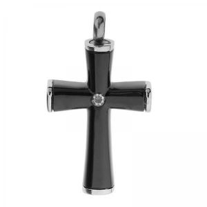 2xstainless Steel Ashes Pendant Funeral Necklace Ash Holder Black Cross 35mm - Neuf