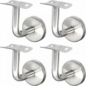 (4 Pièces)Support Main Courante Inox pour Rampe Escalier Support Mural Rampe Bois Argent - Neuf