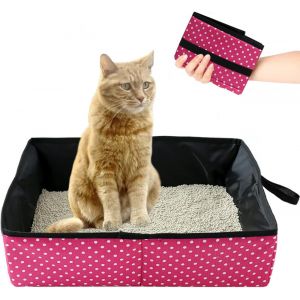 Shiliu-Bac À Litière Pour Chat Pliable, Portable Litière De Voyage Pour Chat, Boîte À Litière Pliable Pour Chats Avec Animaux, Impe[ - Neuf