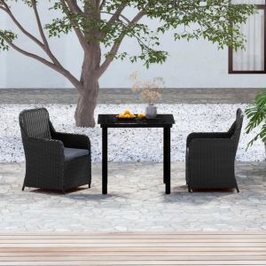 Prolenta Premium - Ensemble &Agrave; Manger De Jardin Avec Coussins 3 Pcs Noir - Neuf