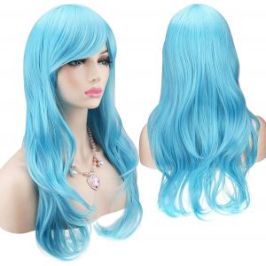 Kalanka-28"" 70 Cm Bleu Clair Cosplay Boucl&eacute; Perruque Femme, Longue Ondul&eacute;e Synth&eacute;tique Cheveux Cosplay Wig Anime Parti Halloween Perruques - Neuf