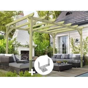 Pergola Massive En Bois Paris 600 X 420 Cm + 6 Supports Surélevés - Maderland - Neuf