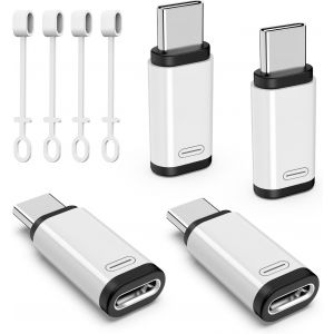 NFGR-Pour Adaptateur Lightning Vers Usb C,4 Pcs Adaptateur Usb C Mâle Vers Lighting Femelle Avec 36W De Charge Rapide Et Synchronisation Des Données Pour Iphone 15/16 Série,Pas Pour Audio/Otg, Blanc - Neuf