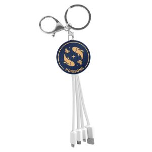 C&acirc;ble USB 3-en-1 Micro-USB / USB-C / Lightning design Porte-Cl&eacute;s Poisson YELLO KOKO Blanc - Neuf