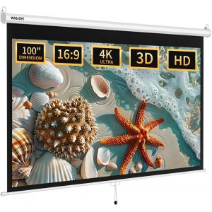 MEVRONISSHOP-cran de Projection Manuel - Universal 100"" Toile Videoprojecteur Enroulable R&eacute;tractable, Projector Screen avec Verrouillage Automatique, Hauteur d'Ecran r&eacute;glable, Lunette Noire Masqu&eacute;e - Neuf