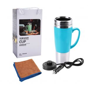 HJLIAN Tasse chauffante electrique 12 V pour voiture, isolee, pour le voyage, pour le cafe, le lait, le the (bleu) - Neuf