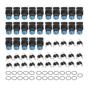 XYONG Lot de 25 selecteurs a cle 2 positions, autobloquants, rotatifs, carres 16 mm, BEMLA1611Y/21F - Neuf